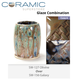 Olivine SW127 over Galaxy SW156 Stoneware Combination